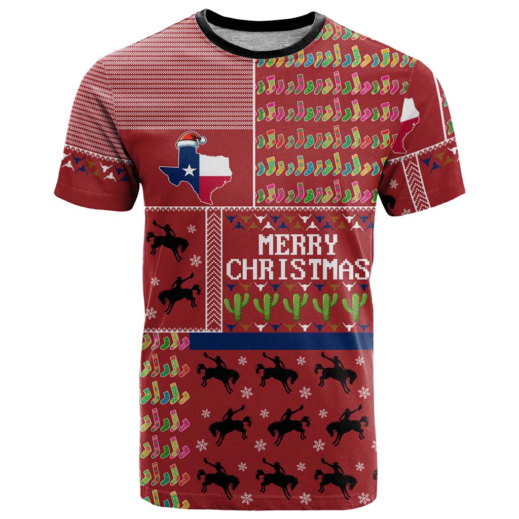 Texas Map Merry Christmas T Shirt Xmas Holiday Patterns - Wonder Print Shop