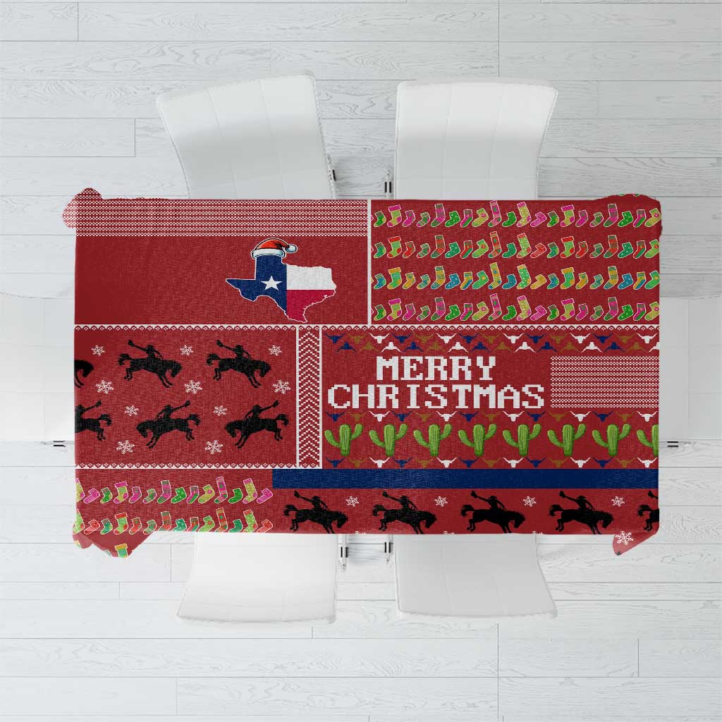 Texas Map Merry Christmas Tablecloth Xmas Holiday Patterns - Wonder Print Shop