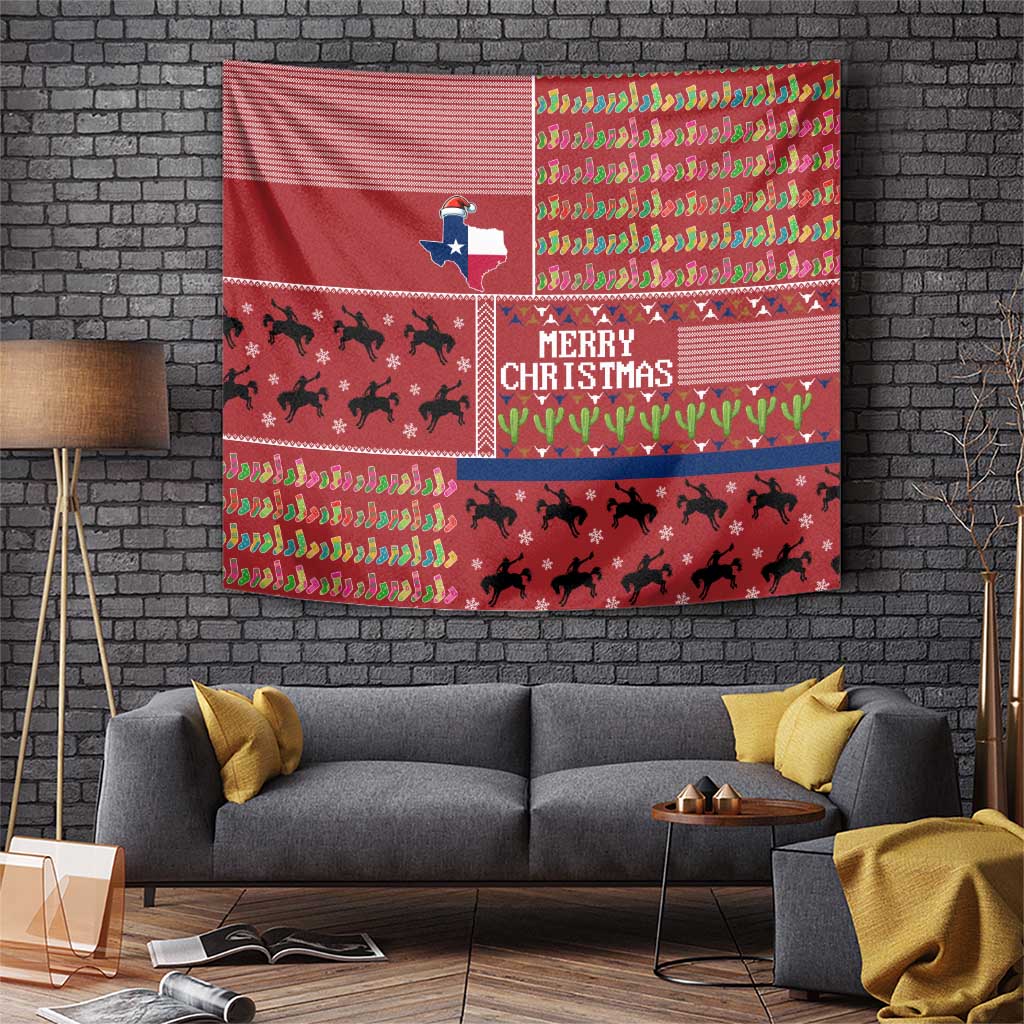 Texas Map Merry Christmas Tapestry Xmas Holiday Patterns - Wonder Print Shop