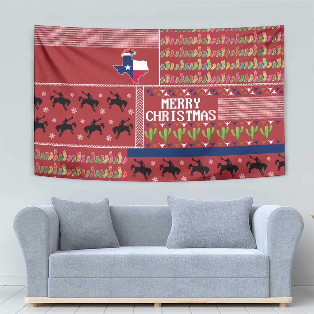 Texas Map Merry Christmas Tapestry Xmas Holiday Patterns - Wonder Print Shop