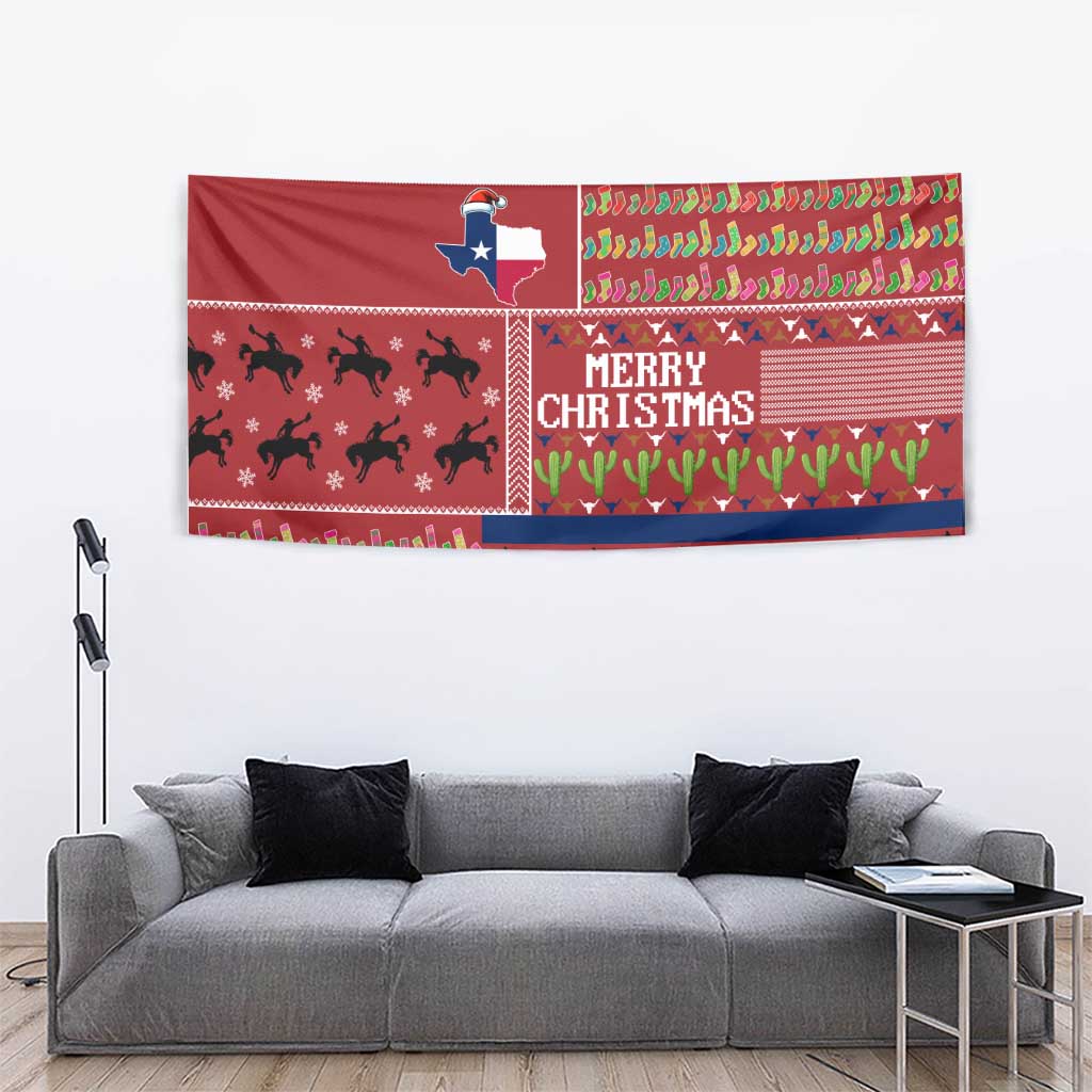 Texas Map Merry Christmas Tapestry Xmas Holiday Patterns - Wonder Print Shop