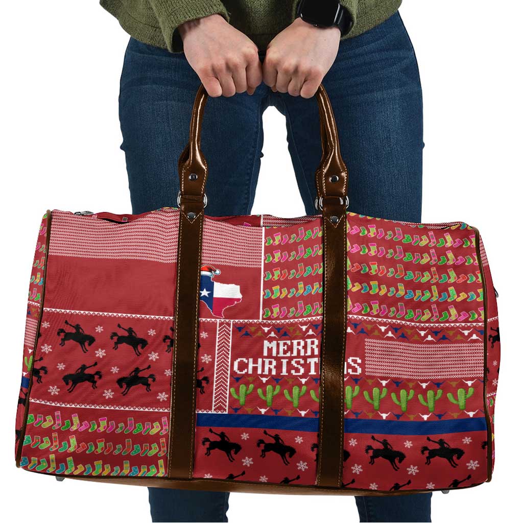 Texas Map Merry Christmas Travel Bag Xmas Holiday Patterns - Wonder Print Shop
