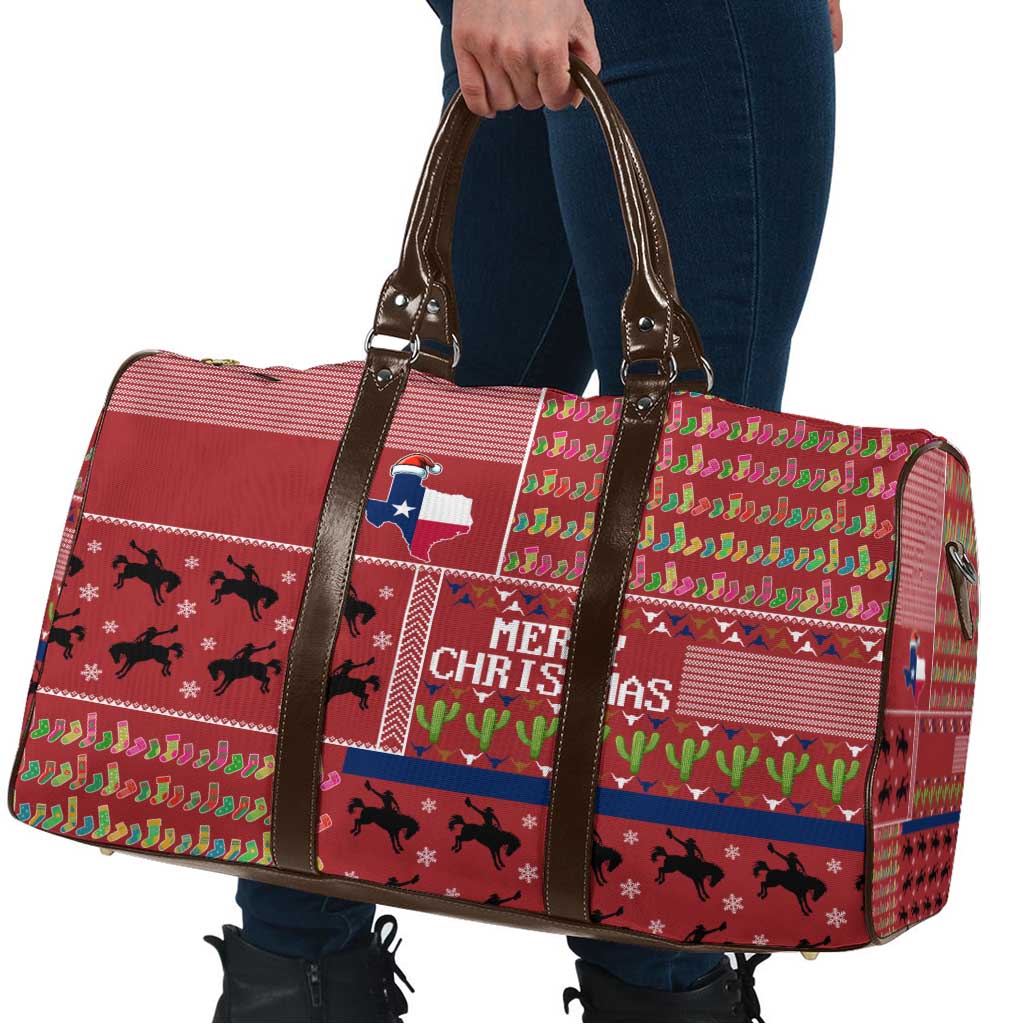 Texas Map Merry Christmas Travel Bag Xmas Holiday Patterns - Wonder Print Shop