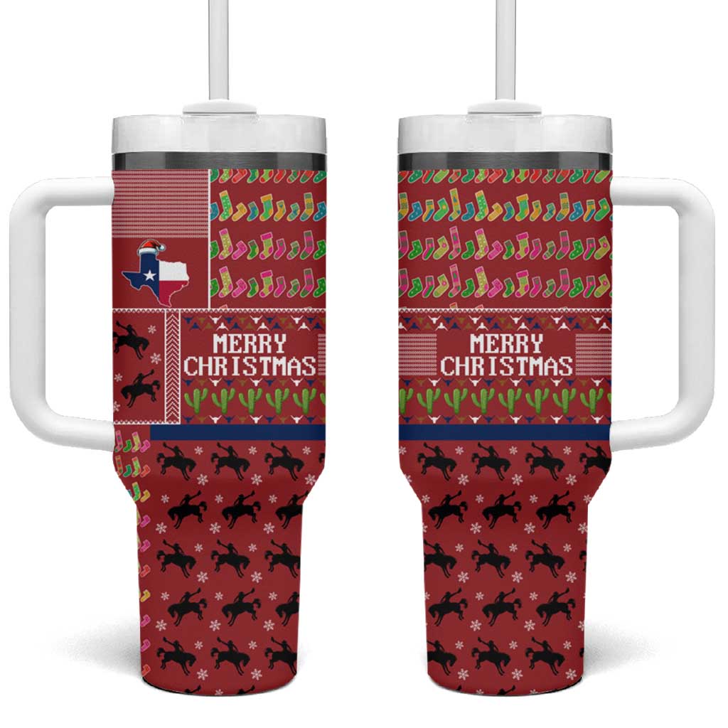 Texas Map Merry Christmas Tumbler With Handle Xmas Holiday Patterns - Wonder Print Shop
