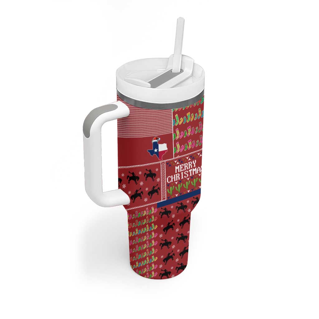 Texas Map Merry Christmas Tumbler With Handle Xmas Holiday Patterns - Wonder Print Shop