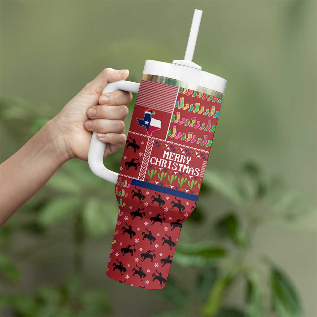 Texas Map Merry Christmas Tumbler With Handle Xmas Holiday Patterns - Wonder Print Shop