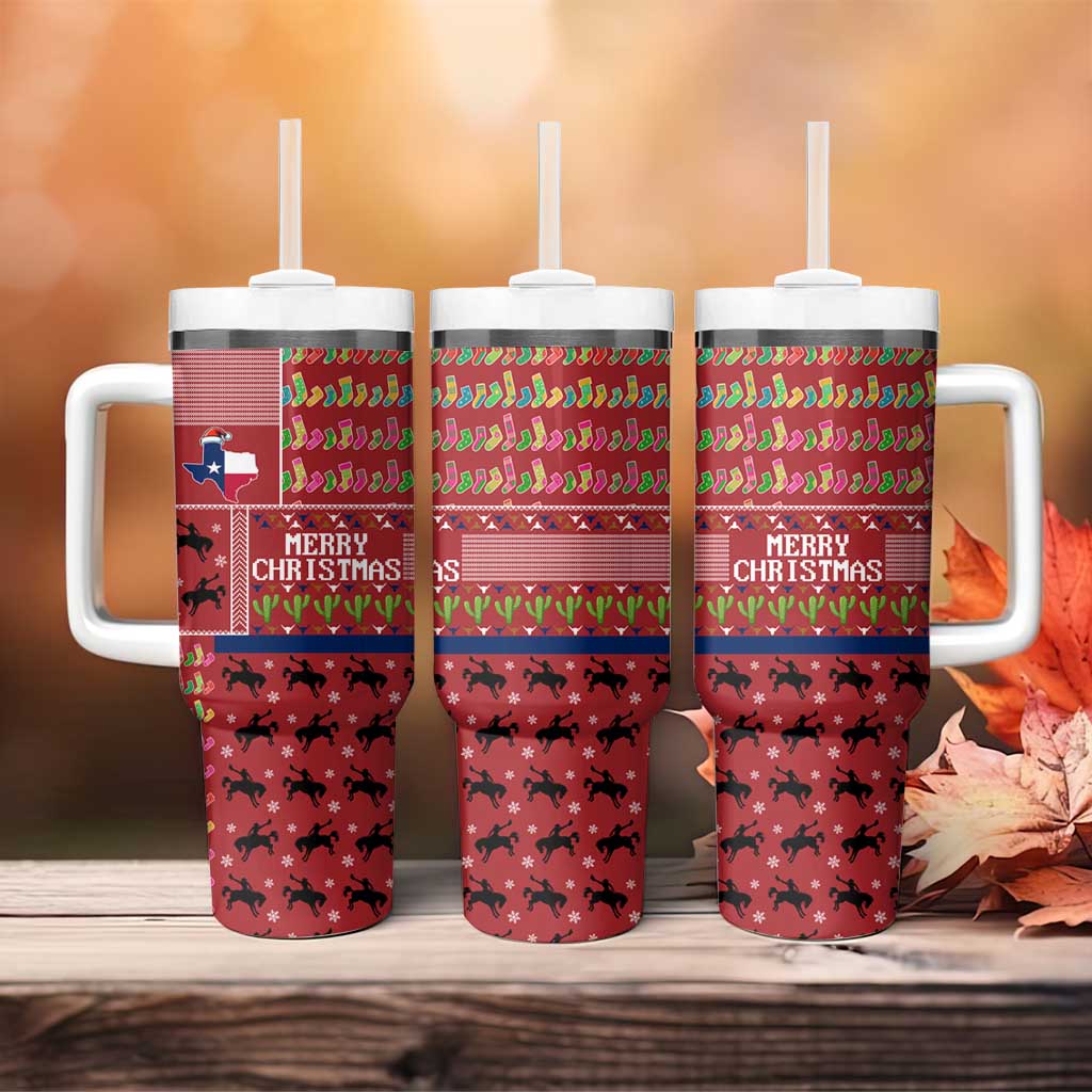 Texas Map Merry Christmas Tumbler With Handle Xmas Holiday Patterns - Wonder Print Shop