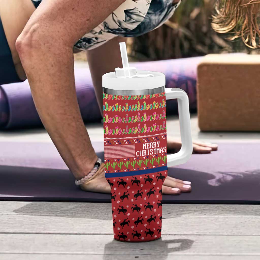 Texas Map Merry Christmas Tumbler With Handle Xmas Holiday Patterns - Wonder Print Shop