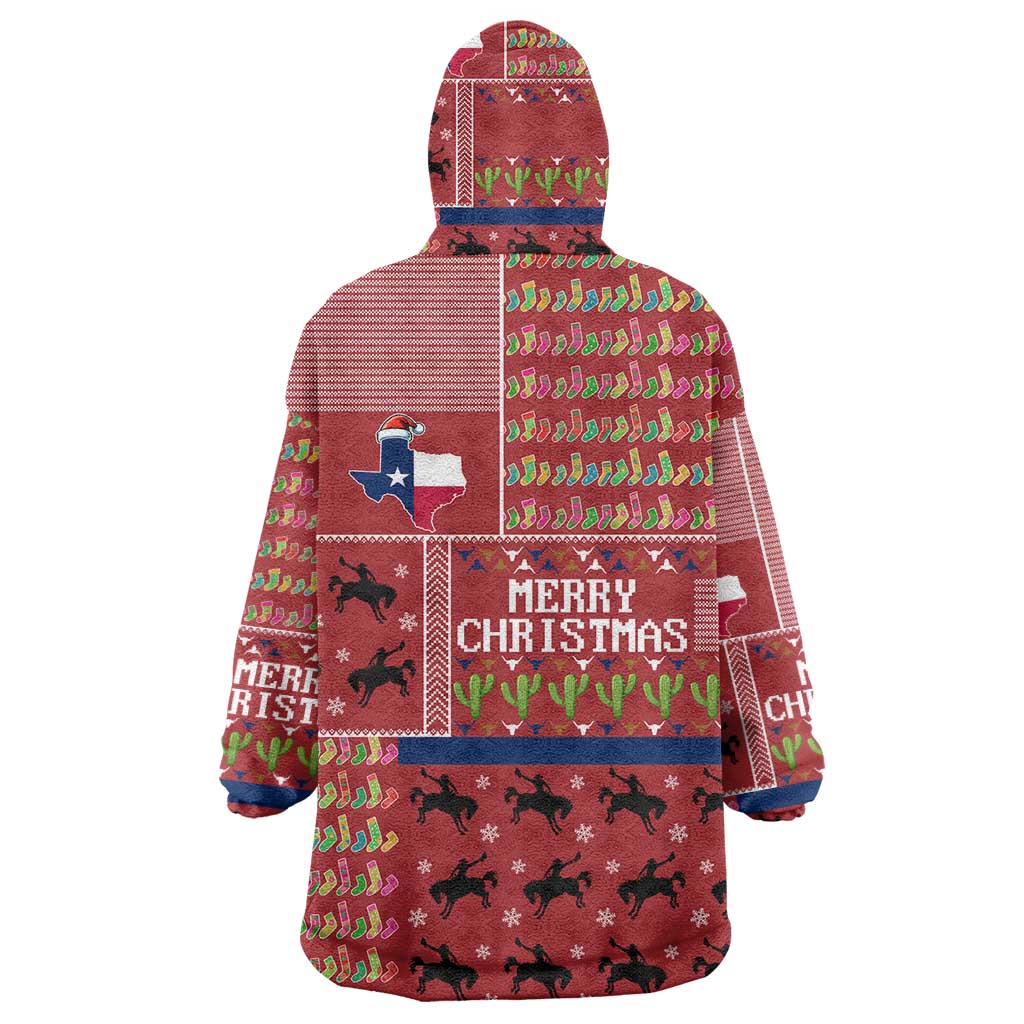 Texas Map Merry Christmas Wearable Blanket Hoodie Xmas Holiday Patterns - Wonder Print Shop