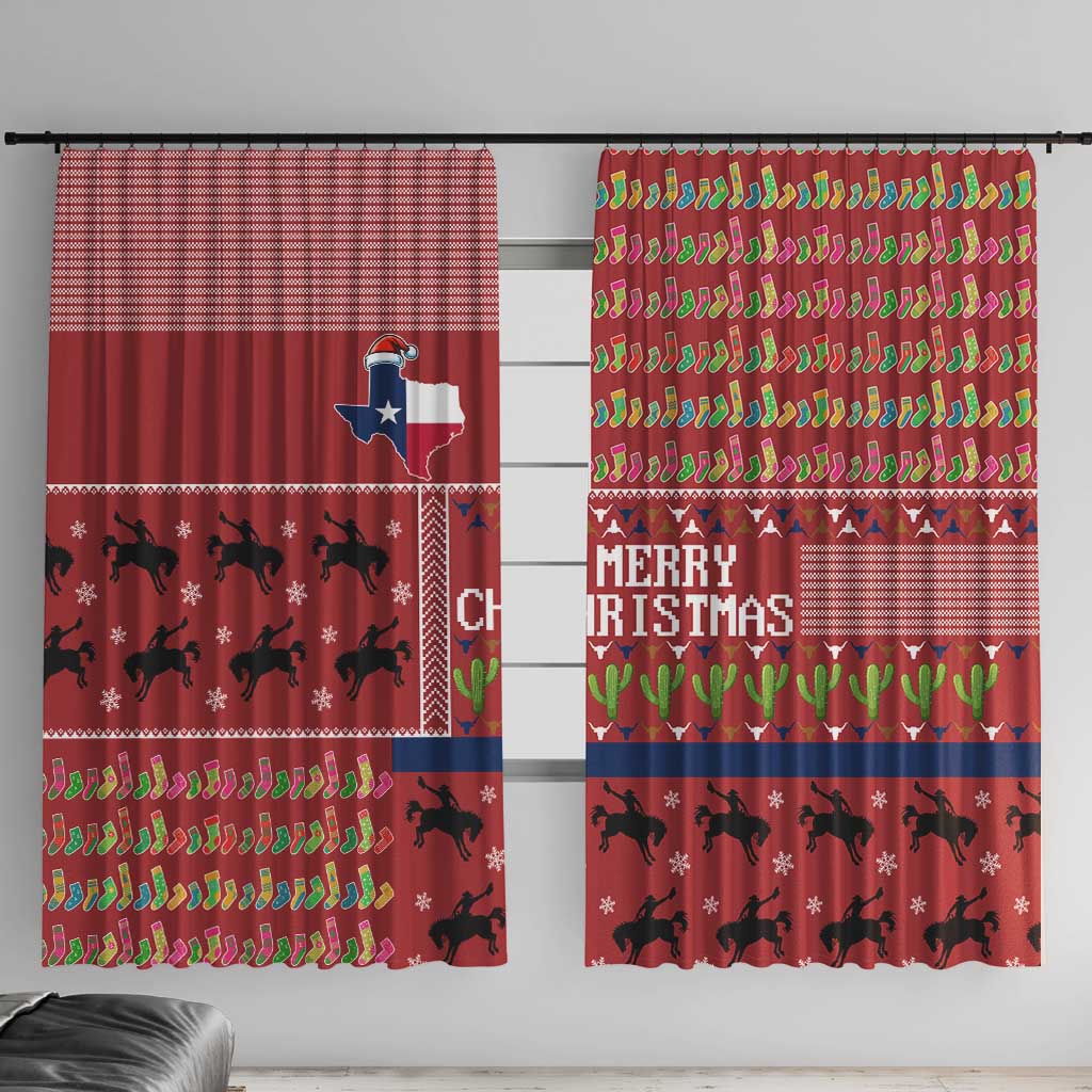 Texas Map Merry Christmas Window Curtain Xmas Holiday Patterns - Wonder Print Shop