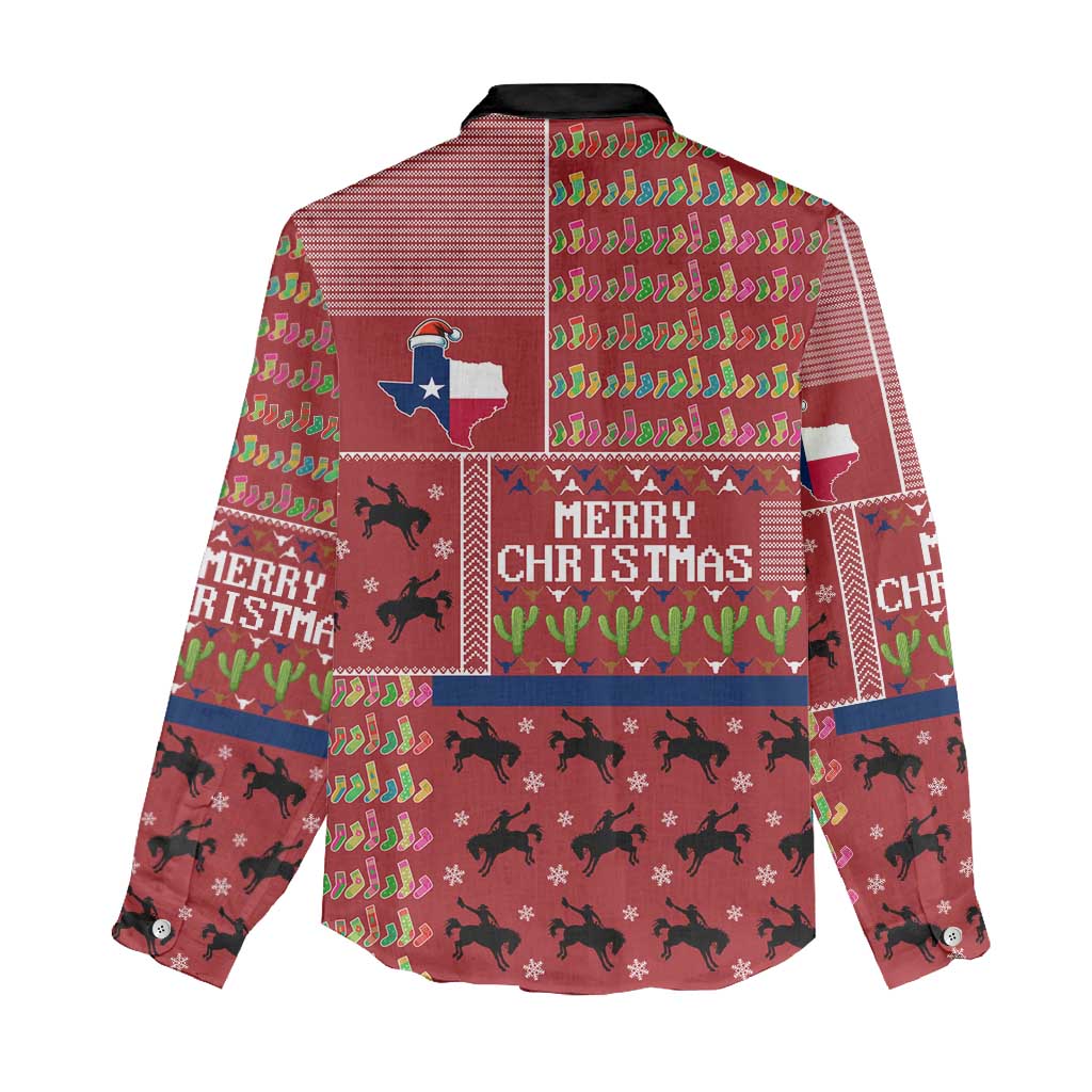 Texas Map Merry Christmas Women Casual Shirt Xmas Holiday Patterns - Wonder Print Shop