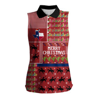 Texas Map Merry Christmas Women Sleeveless Polo Shirt Xmas Holiday Patterns - Wonder Print Shop