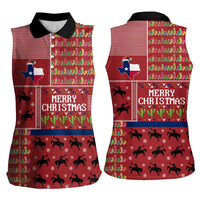 Texas Map Merry Christmas Women Sleeveless Polo Shirt Xmas Holiday Patterns - Wonder Print Shop