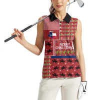Texas Map Merry Christmas Women Sleeveless Polo Shirt Xmas Holiday Patterns - Wonder Print Shop