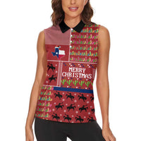 Texas Map Merry Christmas Women Sleeveless Polo Shirt Xmas Holiday Patterns - Wonder Print Shop