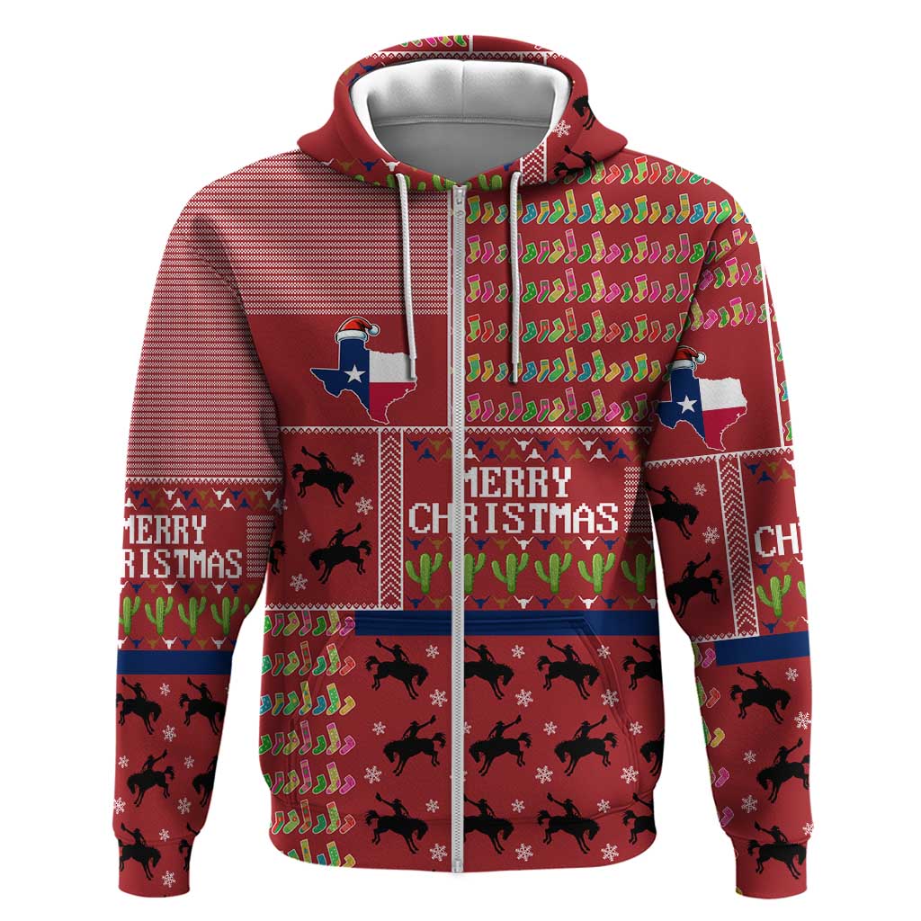 Texas Map Merry Christmas Zip Hoodie Xmas Holiday Patterns - Wonder Print Shop