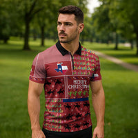 Texas Map Merry Christmas Zipper Polo Shirt Xmas Holiday Patterns - Wonder Print Shop