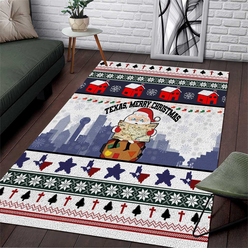 Texas Santa Christmas Area Rug Xmas Holiday Patterns - Wonder Print Shop