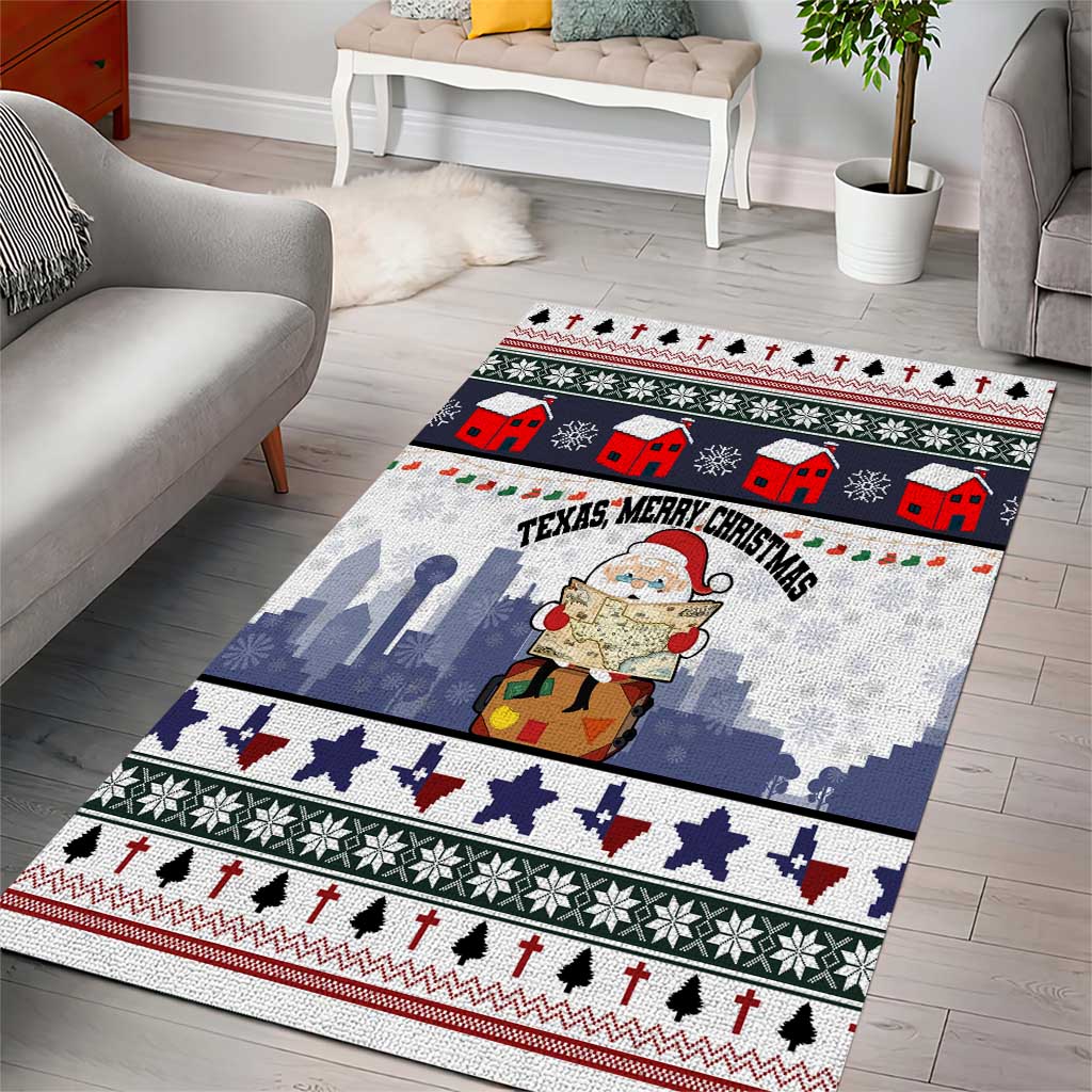 Texas Santa Christmas Area Rug Xmas Holiday Patterns - Wonder Print Shop