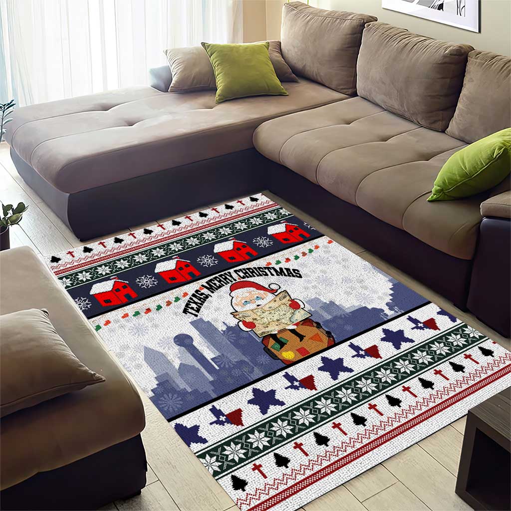 Texas Santa Christmas Area Rug Xmas Holiday Patterns - Wonder Print Shop