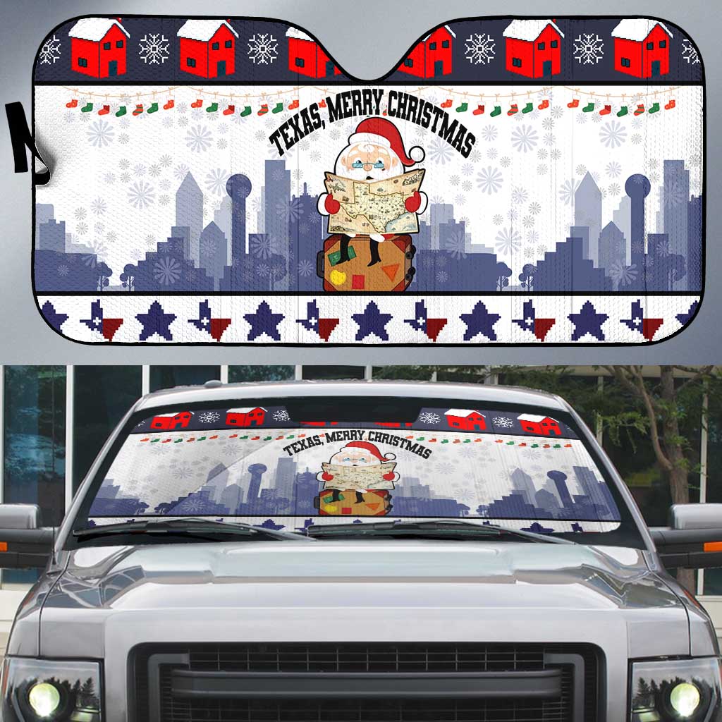 Texas Santa Christmas Auto Sun Shade Xmas Holiday Patterns - Wonder Print Shop