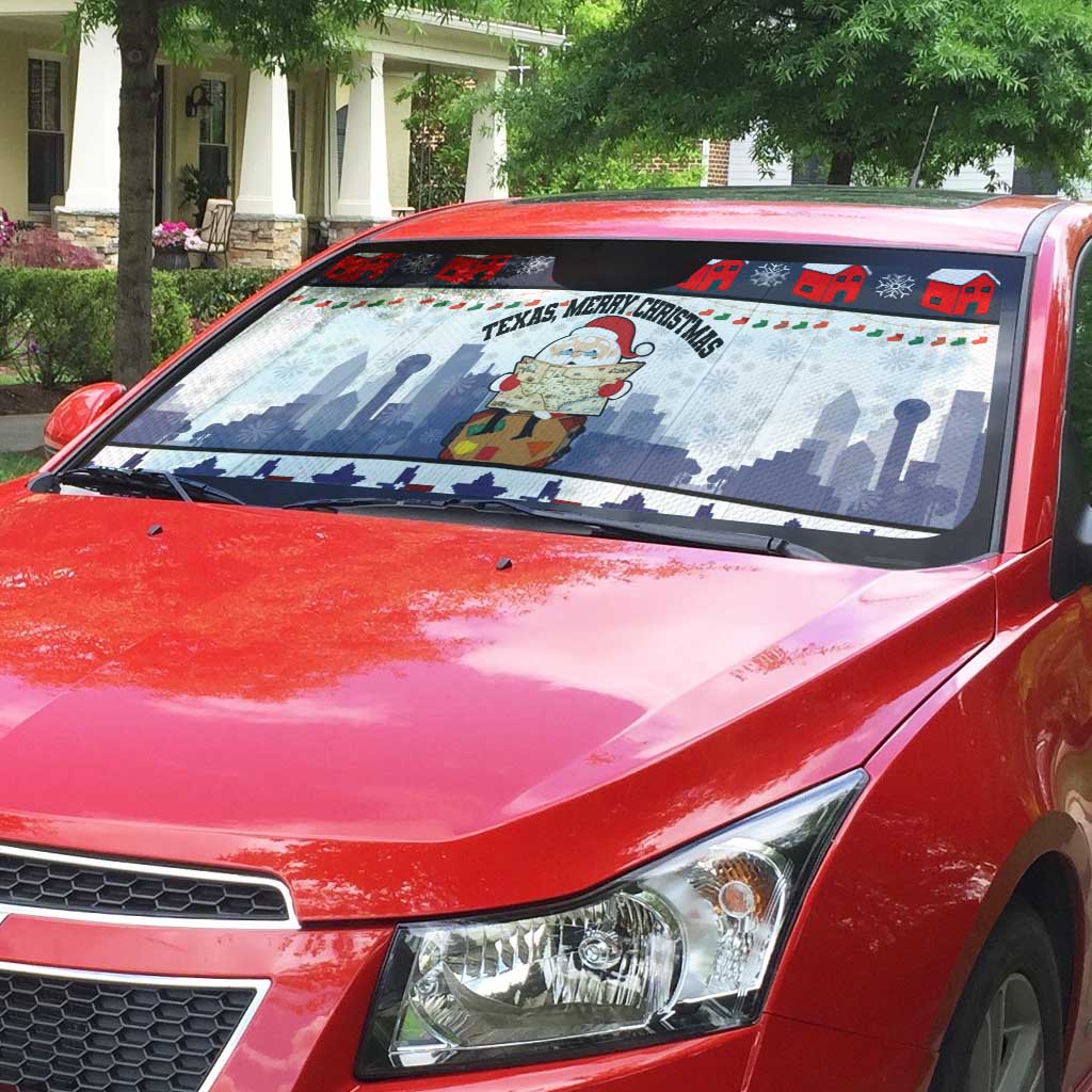 Texas Santa Christmas Auto Sun Shade Xmas Holiday Patterns - Wonder Print Shop