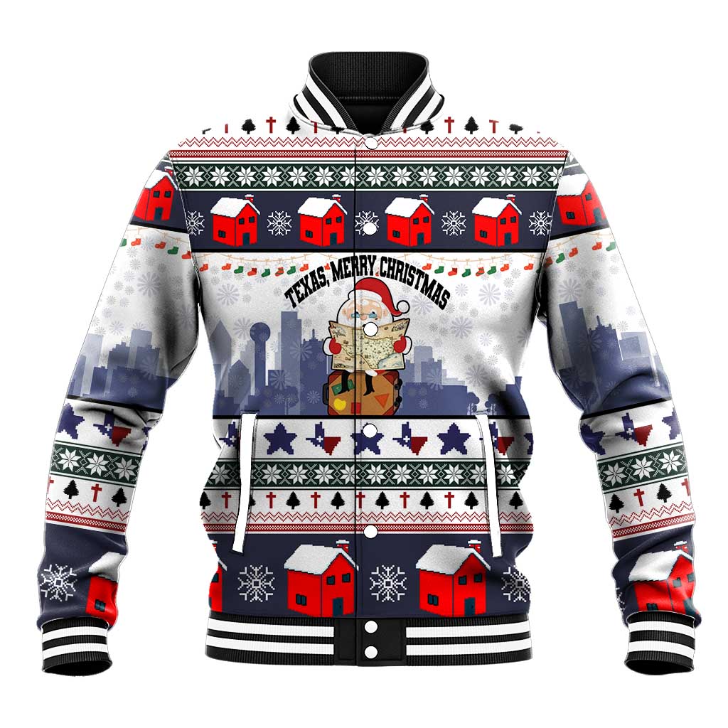 Texas Santa Christmas Baseball Jacket Xmas Holiday Patterns - Wonder Print Shop
