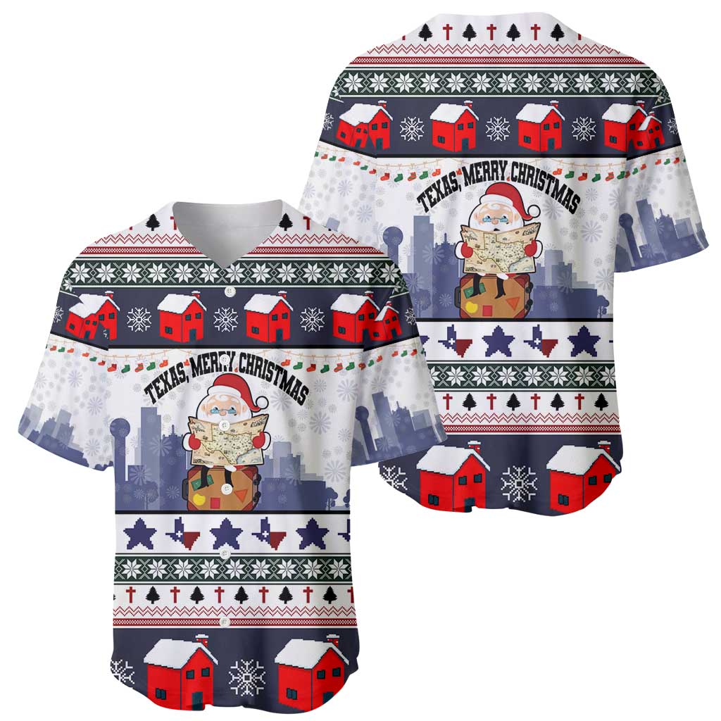 Texas Santa Christmas Baseball Jersey Xmas Holiday Patterns - Wonder Print Shop