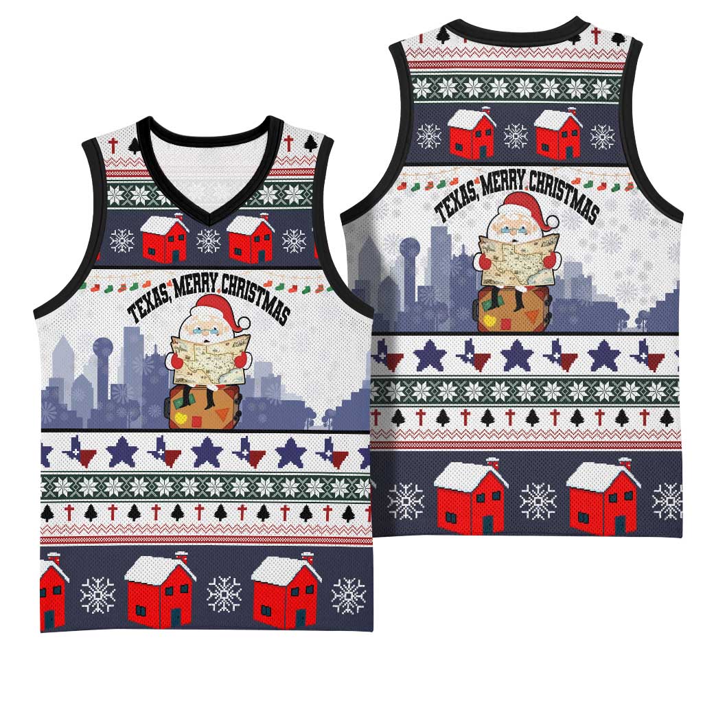 Texas Santa Christmas Basketball Jersey Xmas Holiday Patterns - Wonder Print Shop