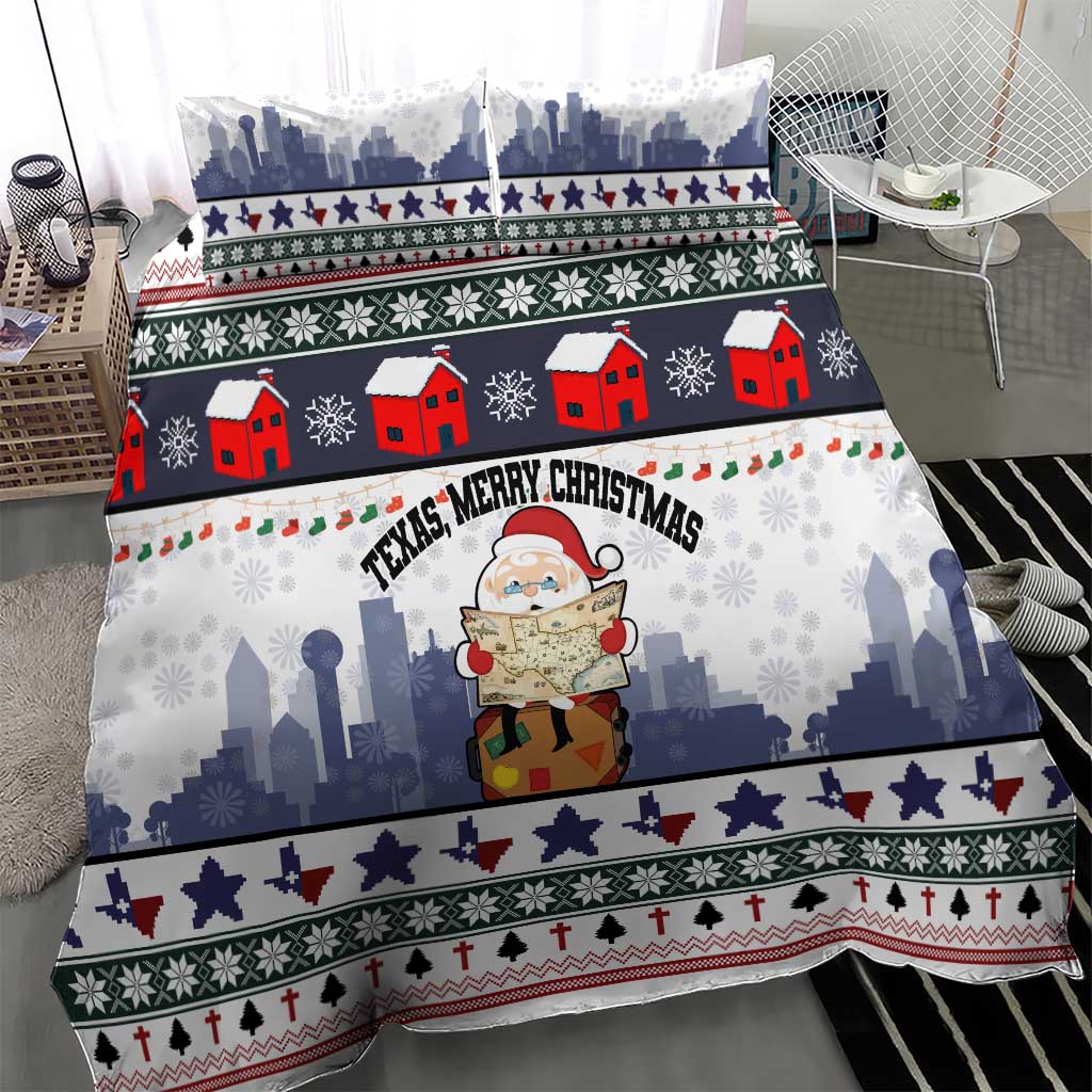 Texas Santa Christmas Bedding Set Xmas Holiday Patterns - Wonder Print Shop