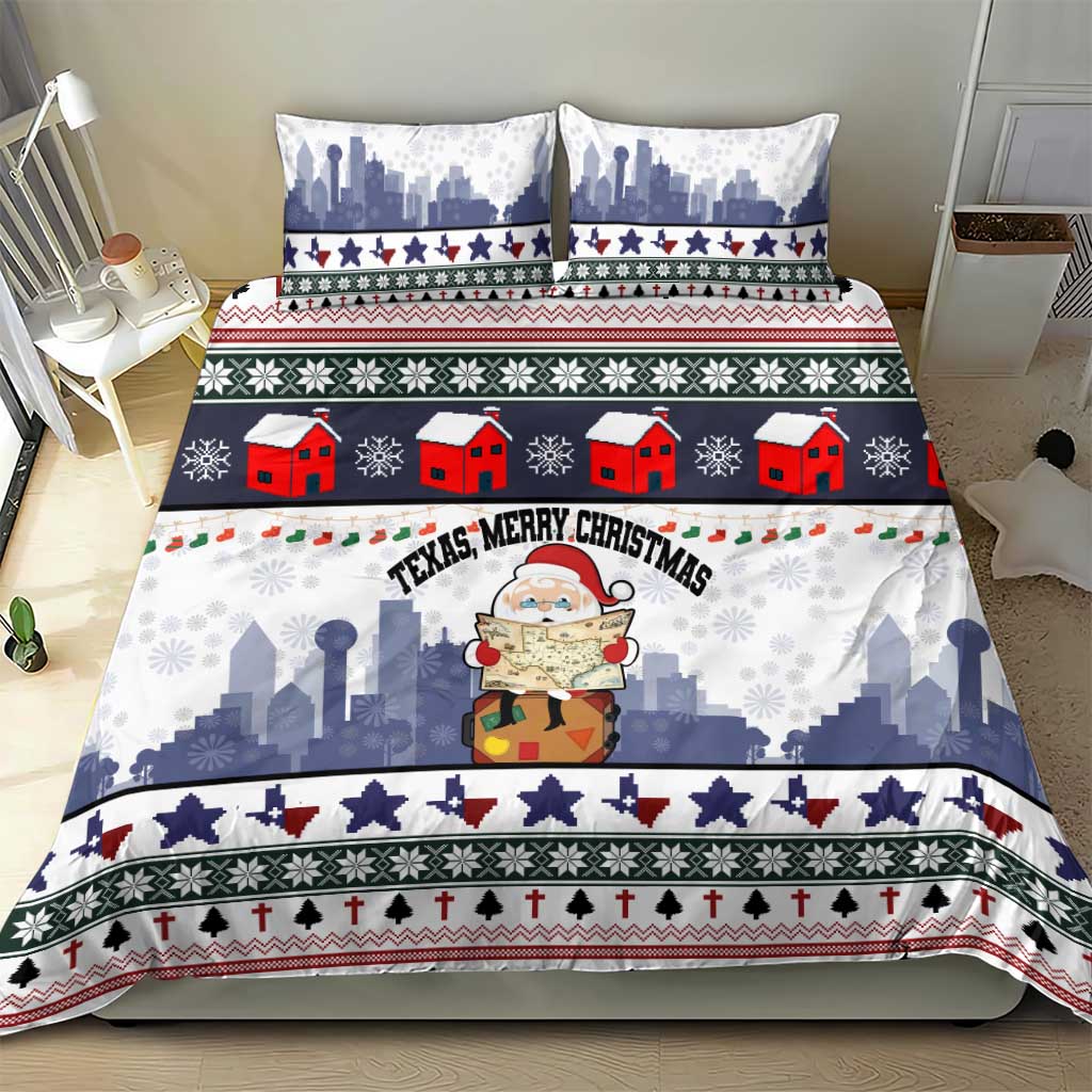 Texas Santa Christmas Bedding Set Xmas Holiday Patterns - Wonder Print Shop