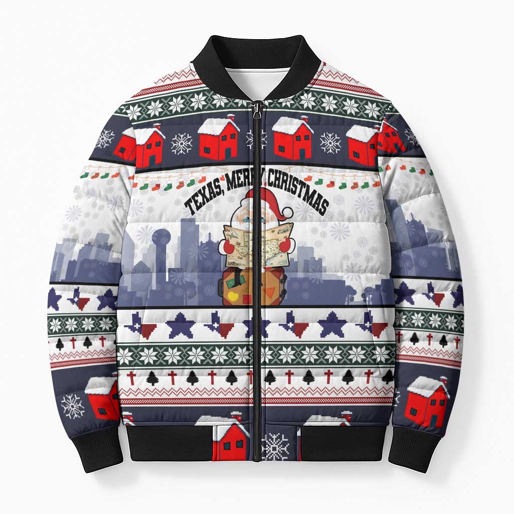 Texas Santa Christmas Bomber Puffer Jacket Xmas Holiday Patterns - Wonder Print Shop