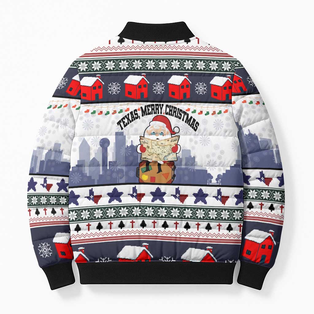 Texas Santa Christmas Bomber Puffer Jacket Xmas Holiday Patterns - Wonder Print Shop