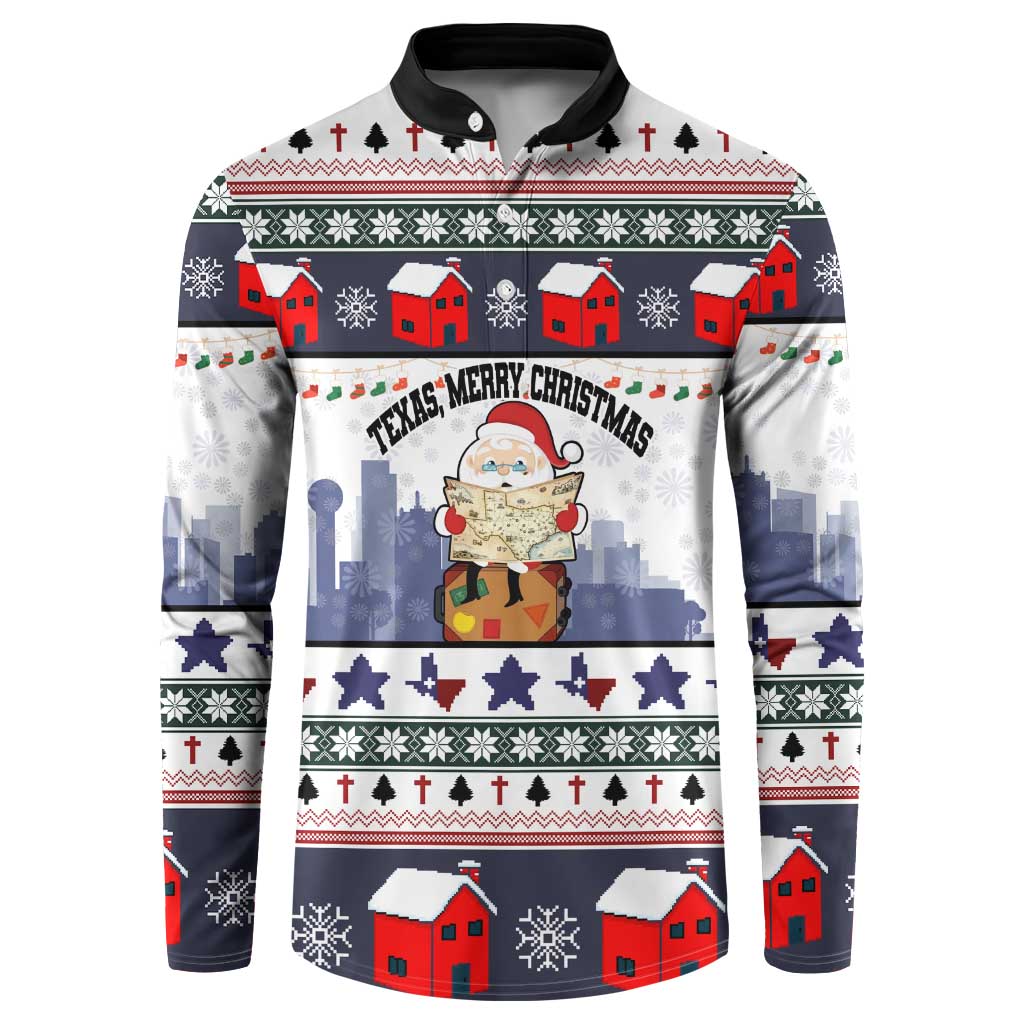 Texas Santa Christmas Button Sweatshirt Xmas Holiday Patterns - Wonder Print Shop