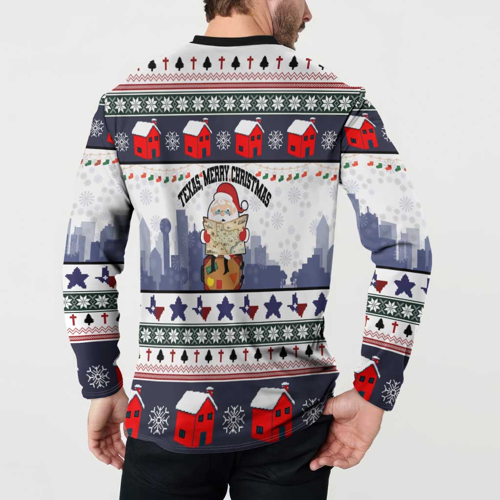 Texas Santa Christmas Button Sweatshirt Xmas Holiday Patterns - Wonder Print Shop