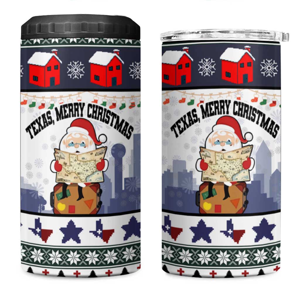 Texas Santa Christmas 4 in 1 Can Cooler Tumbler Xmas Holiday Patterns - Wonder Print Shop