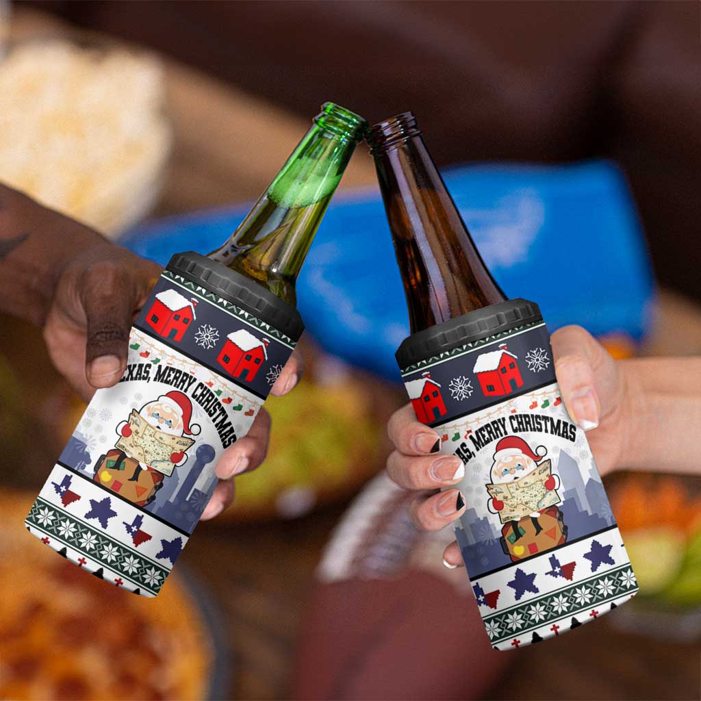 Texas Santa Christmas 4 in 1 Can Cooler Tumbler Xmas Holiday Patterns - Wonder Print Shop