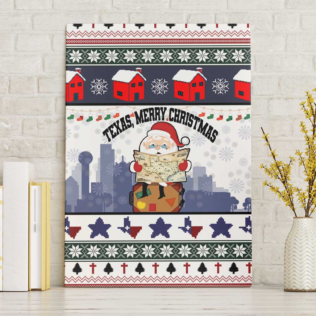 Texas Santa Christmas Canvas Wall Art Xmas Holiday Patterns - Wonder Print Shop