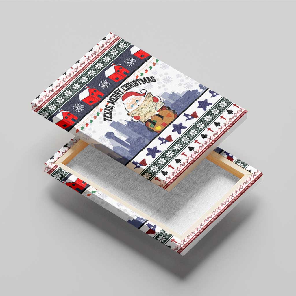 Texas Santa Christmas Canvas Wall Art Xmas Holiday Patterns - Wonder Print Shop