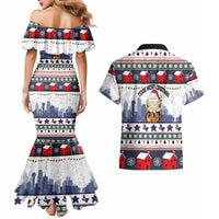 Texas Santa Christmas Couples Matching Mermaid Dress and Hawaiian Shirt Xmas Holiday Patterns - Wonder Print Shop