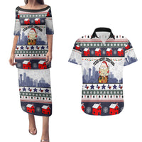 Texas Santa Christmas Couples Matching Puletasi and Hawaiian Shirt Xmas Holiday Patterns - Wonder Print Shop