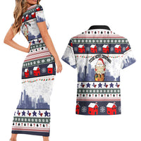 Texas Santa Christmas Couples Matching Short Sleeve Bodycon Dress and Hawaiian Shirt Xmas Holiday Patterns - Wonder Print Shop