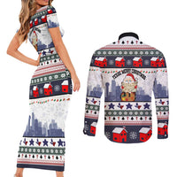 Texas Santa Christmas Couples Matching Short Sleeve Bodycon Dress and Long Sleeve Button Shirt Xmas Holiday Patterns - Wonder Print Shop