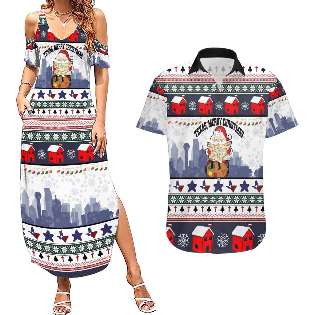 Texas Santa Christmas Couples Matching Summer Maxi Dress and Hawaiian Shirt Xmas Holiday Patterns - Wonder Print Shop
