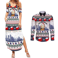Texas Santa Christmas Couples Matching Summer Maxi Dress and Long Sleeve Button Shirt Xmas Holiday Patterns - Wonder Print Shop