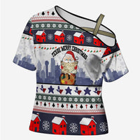 Texas Santa Christmas Cross Shoulder Shirt Xmas Holiday Patterns - Wonder Print Shop