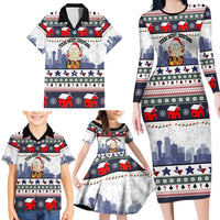 Texas Santa Christmas Family Matching Long Sleeve Bodycon Dress and Hawaiian Shirt Xmas Holiday Patterns - Wonder Print Shop