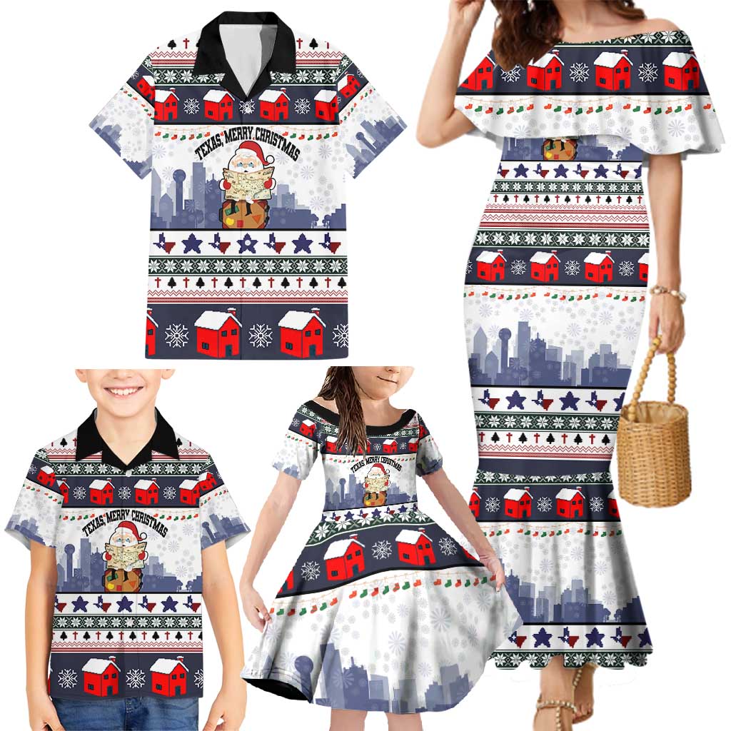 Texas Santa Christmas Family Matching Mermaid Dress and Hawaiian Shirt Xmas Holiday Patterns - Wonder Print Shop
