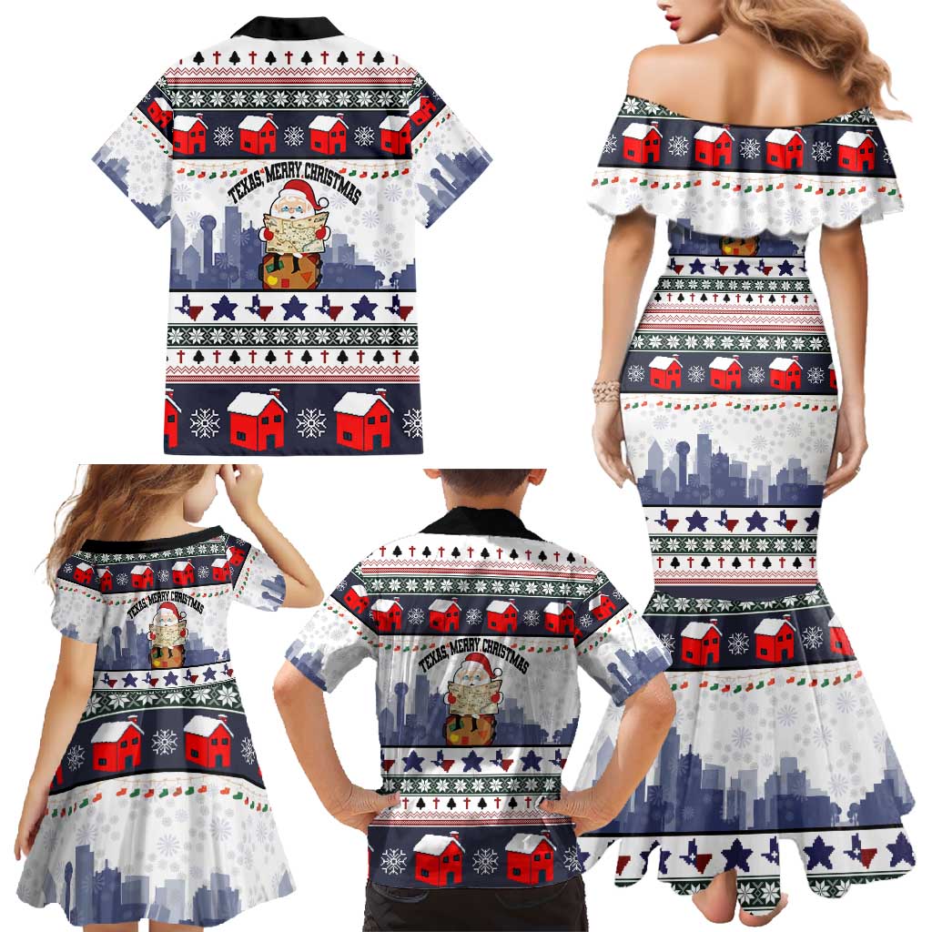 Texas Santa Christmas Family Matching Mermaid Dress and Hawaiian Shirt Xmas Holiday Patterns - Wonder Print Shop