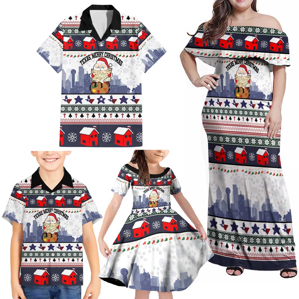 Texas Santa Christmas Family Matching Off Shoulder Maxi Dress and Hawaiian Shirt Xmas Holiday Patterns - Wonder Print Shop